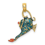 Afbeelding in Gallery-weergave laden, 14K Yellow Gold with Enamel Genie Lamp 3D Pendant Charm
