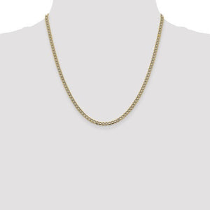 14K Yellow Gold with Rhodium 3.4mm Pavé Curb Bracelet Anklet Choker Necklace Pendant Chain Lobster Clasp