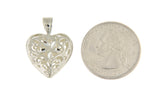 Load image into Gallery viewer, Sterling Silver Puffy Filigree Heart 3D Pendant Charm
