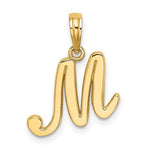 Carregar imagem no visualizador da galeria, 14K Yellow Gold Script Initial Letter M Cursive Alphabet Pendant Charm
