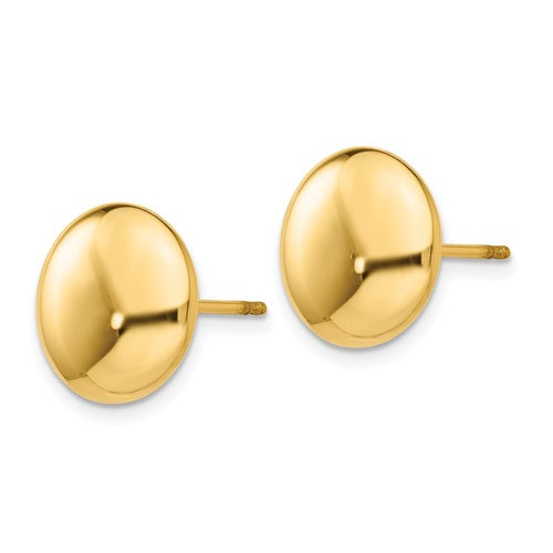 14k Yellow Gold 12mm Button Polished Post Stud Earrings