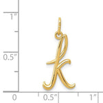 Indlæs billede til gallerivisning 14K Yellow Gold Lowercase Initial Letter K Script Cursive Alphabet Pendant Charm
