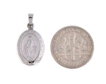 이미지를 갤러리 뷰어에 로드 , 14k White Gold Blessed Virgin Mary Miraculous Medal Oval Small Hollow Pendant Charm
