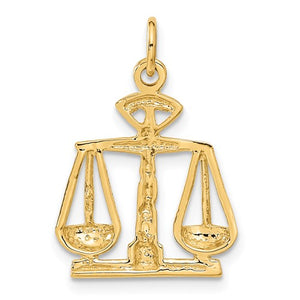 14k Yellow Gold Scales of Justice Open Back Pendant Charm - [cklinternational]