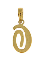 Cargar imagen en el visor de la galería, 14K Yellow Gold Script Initial Letter O Cursive Alphabet Pendant Charm

