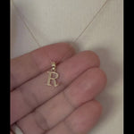 Load and play video in Gallery viewer, 14K Yellow Gold Uppercase Initial Letter R Block Alphabet Pendant Charm
