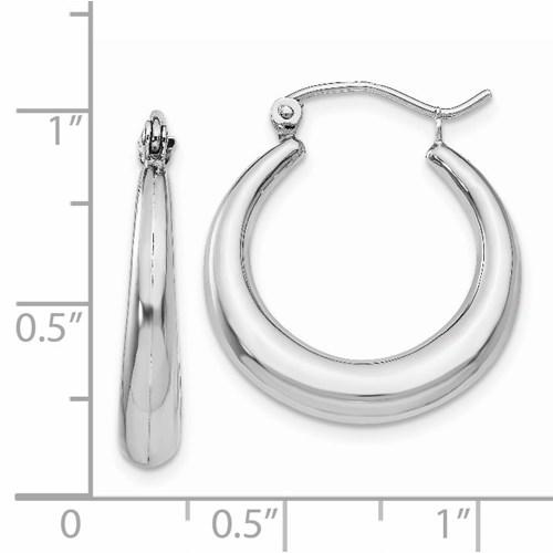 14K White Gold Shrimp Classic Hoop Earrings