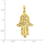 Carica l&#39;immagine nel visualizzatore di Gallery, 14k Yellow Gold Hamsa Hand of God Chamseh Pendant Charm
