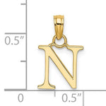 Load image into Gallery viewer, 14K Yellow Gold Uppercase Initial Letter N Block Alphabet Pendant Charm
