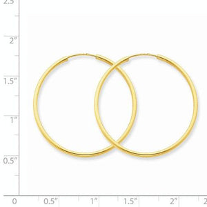 14K Yellow Gold 30mm x 1.5mm Endless Round Hoop Earrings