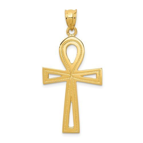 14k Yellow Gold Ankh Cross Pendant Charm - [cklinternational]