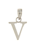 Load image into Gallery viewer, 14K White Gold Uppercase Initial Letter V Block Alphabet Pendant Charm
