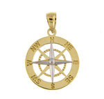 Indlæs billede til gallerivisning 14k Gold Two Tone Nautical Compass Medallion Pendant Charm
