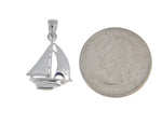 Load image into Gallery viewer, 14k White Gold Sailboat Sailing 3D Pendant Charm
