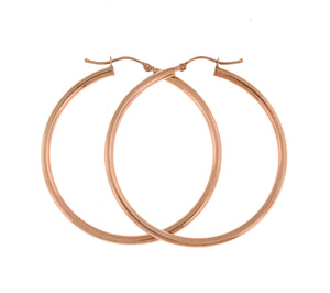14K Rose Gold 45mm x 2.5mm Classic Round Hoop Earrings