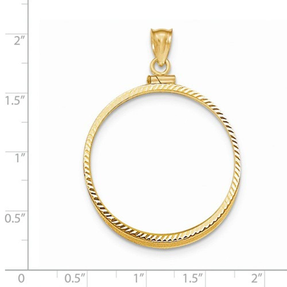 14K Yellow Gold 1 oz One Ounce American Eagle Coin Holder Bezel Pendant Charm Screw Top for 32.6mm x 2.8mm Coins