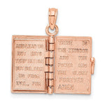 Kép betöltése a galériamegjelenítőbe: 14K Rose Gold Holy Bible Lord&#39;s Prayer Book 3D Pendant Charm
