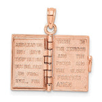 Load image into Gallery viewer, 14K Rose Gold Holy Bible Lord&#39;s Prayer Book 3D Pendant Charm

