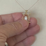 Load and play video in Gallery viewer, 14k Yellow Gold and Rhodium Owl Pendant Charm
