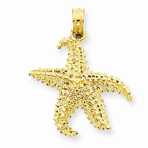 14k Yellow Gold Starfish Open Back Pendant Charm - [cklinternational]