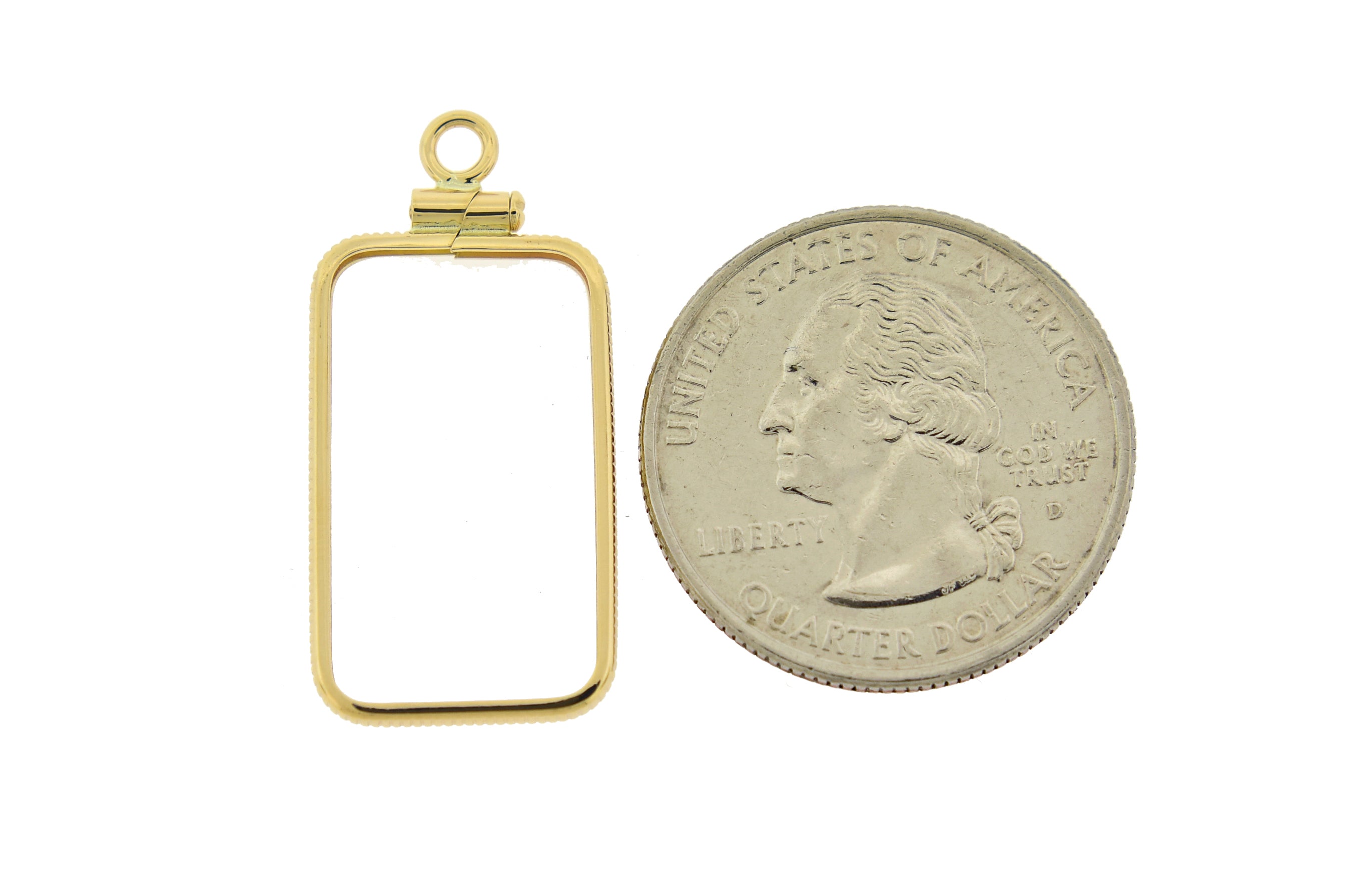 14K Yellow Gold Holds 23.5mm x 14mm Coins or Credit Suisse 5 gram Coin Edge Screw Top Frame Holder Mounting