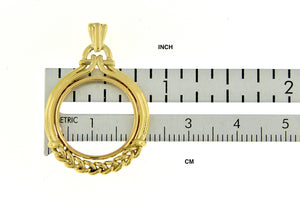 14K Yellow Gold 1/10 oz One Tenth Ounce American Eagle or Krugerrand Coin Holder Prong Bezel Pendant Charm for 16.5mm x 1.3mm Coins