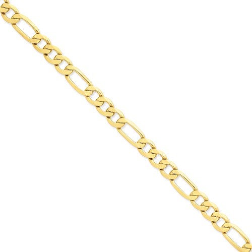 14K Yellow Gold 8.75mm Flat Figaro Bracelet Anklet Choker Pendant Necklace Chain