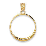 Load image into Gallery viewer, 14K Yellow Gold Holds 22mm Coins 1/4 oz  American Eagle Panda US $5 Dollar Jamestown 2 Rand Coin Holder Prong Bezel Pendant Charm
