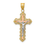 將圖片載入圖庫檢視器 14k Gold Tri Color Cross Crucifix Pendant Charm
