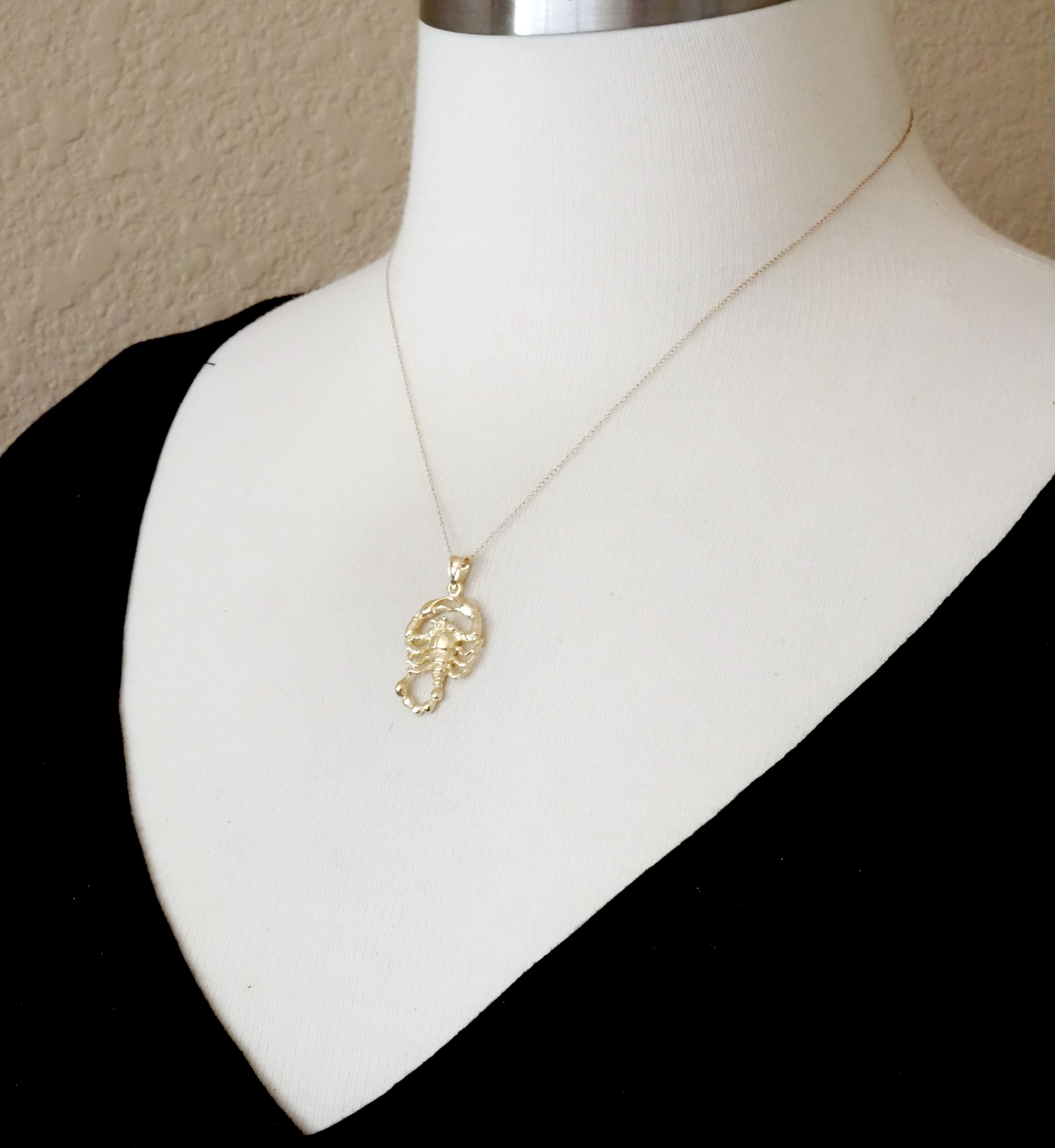 14k Yellow Gold Scorpio Zodiac Horoscope Large Pendant Charm