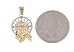 Afbeelding in Gallery-weergave laden, 14k Gold Tri Color Jesus Christ Open Back Pendant Charm
