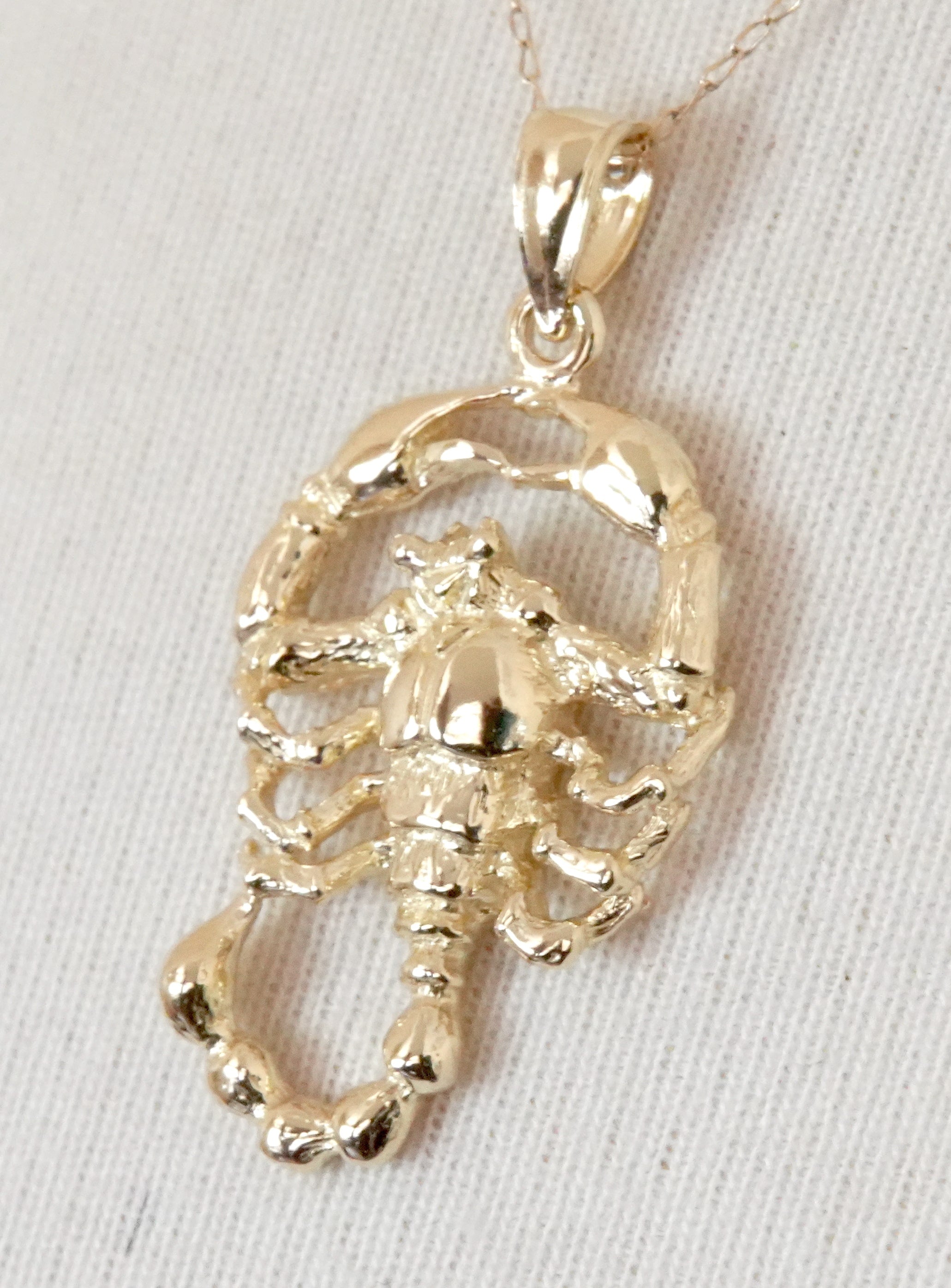14k Yellow Gold Scorpio Zodiac Horoscope Large Pendant Charm