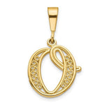 Load image into Gallery viewer, 14K Yellow Gold Initial Letter O Cursive Script Alphabet Filigree Pendant Charm
