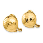 Afbeelding in Gallery-weergave laden, 14k Yellow Gold Non Pierced Clip On Hammered Ball Omega Back Earrings 12mm
