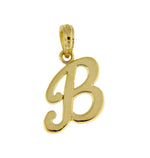 Afbeelding in Gallery-weergave laden, 10K Yellow Gold Script Initial Letter B Cursive Alphabet Pendant Charm
