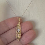 Load and play video in Gallery viewer, 14k Yellow Gold and Rhodium Mezuzah 3D Pendant Charm

