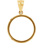 Lataa kuva Galleria-katseluun, 14K Yellow Gold Holds 20mm x 1.7mm Coins or Canadian 1/4 oz Ounce Maple Leaf Coin Holder Tab Back Frame Pendant
