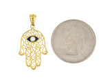 Load image into Gallery viewer, 14k Yellow Gold Chamseh Hamsa Hand of God with Enamel Pendant Charm
