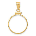 Load image into Gallery viewer, 14K Yellow Gold Holds 18mm Coins or U.S. Dime 1/10 oz Panda 1/10 oz Cat Screw Top Coin Holder Bezel Pendant
