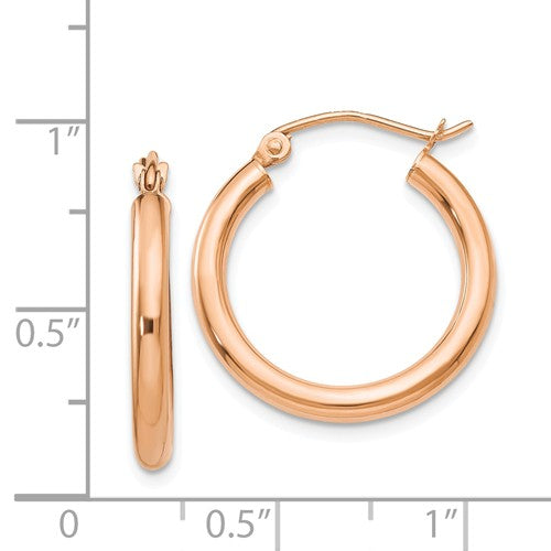 14K Rose Gold 20mm x 2.5mm Classic Round Hoop Earrings