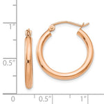 Kép betöltése a galériamegjelenítőbe: 14K Rose Gold 20mm x 2.5mm Classic Round Hoop Earrings
