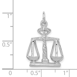 14k White Gold Scales of Justice Open Back Pendant Charm