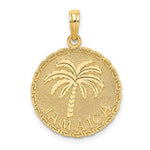 Load image into Gallery viewer, 14k Yellow Gold Jamaica Palm Tree Travel Round Pendant Charm
