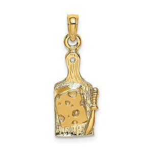 14k Yellow Gold Cheese Board with Knife Pendant Charm
