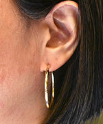 Load image into Gallery viewer, 14K Solid Yellow Rose White Gold Classic 38.7mm Round Endless Hinged Hoop Earrings Custom Made To Order
