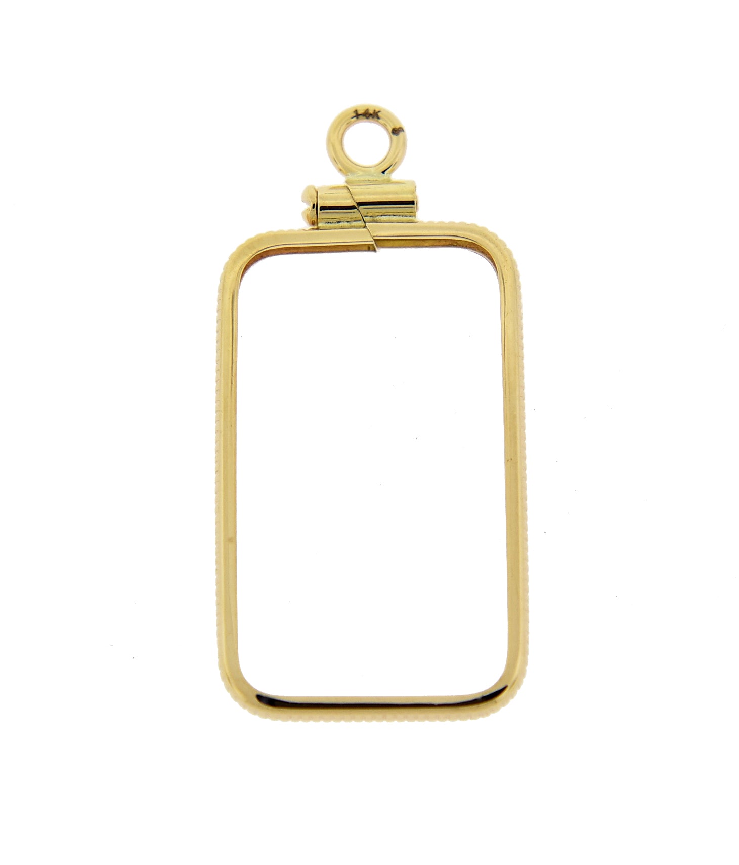 14K Yellow Gold Holds 23.5mm x 14mm Coins or Credit Suisse 5 gram Coin Edge Screw Top Frame Holder Mounting