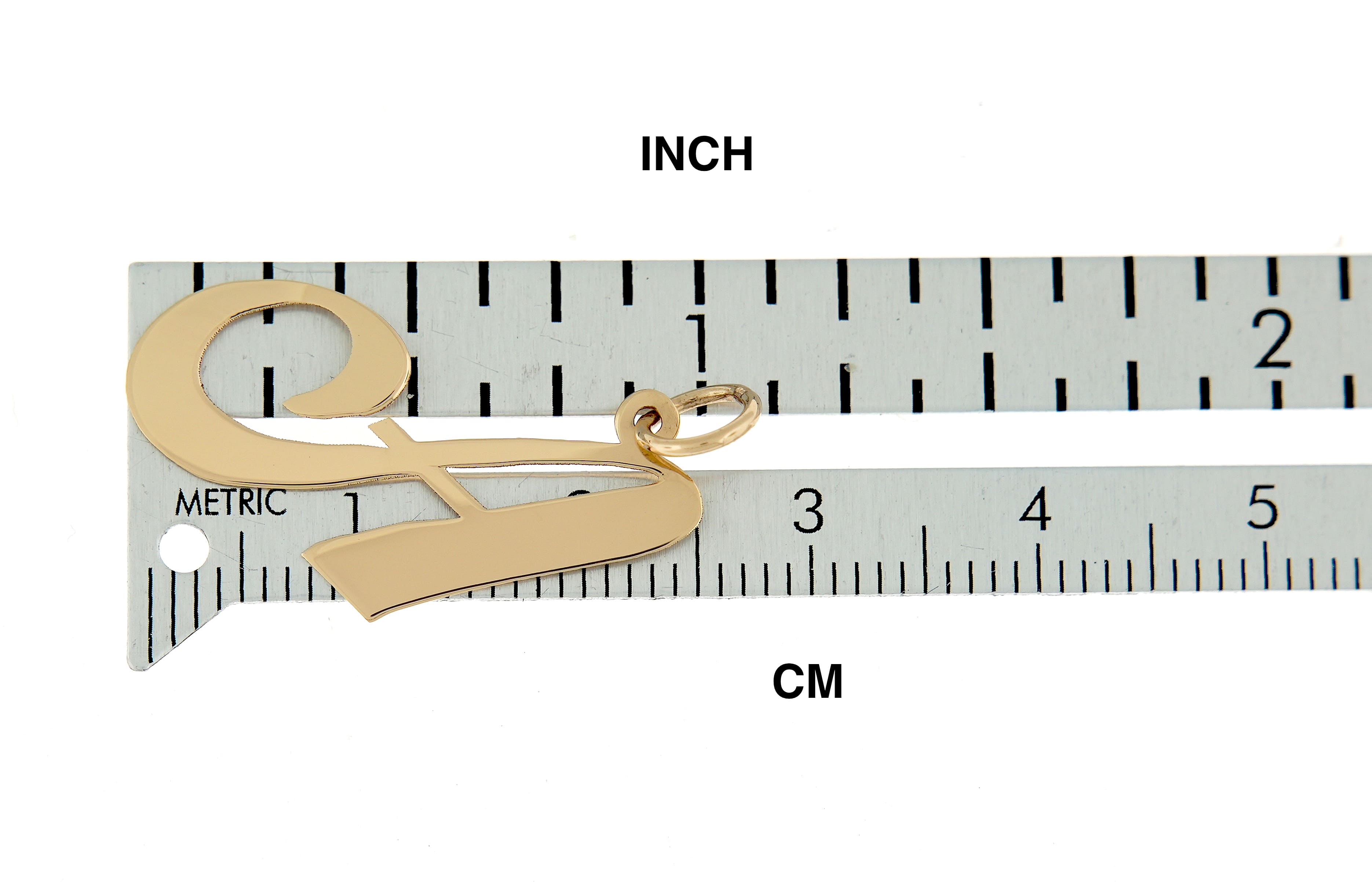 14K Yellow Gold Initial Letter A Cursive Script Alphabet Pendant Charm