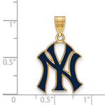 이미지를 갤러리 뷰어에 로드 , Sterling Silver Gold Plated Enamel New York Yankees LogoArt Licensed Major League Baseball MLB Pendant Charm
