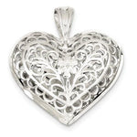 Ladda upp bild till gallerivisning, Sterling Silver Puffy Filigree Heart 3D Large Pendant Charm
