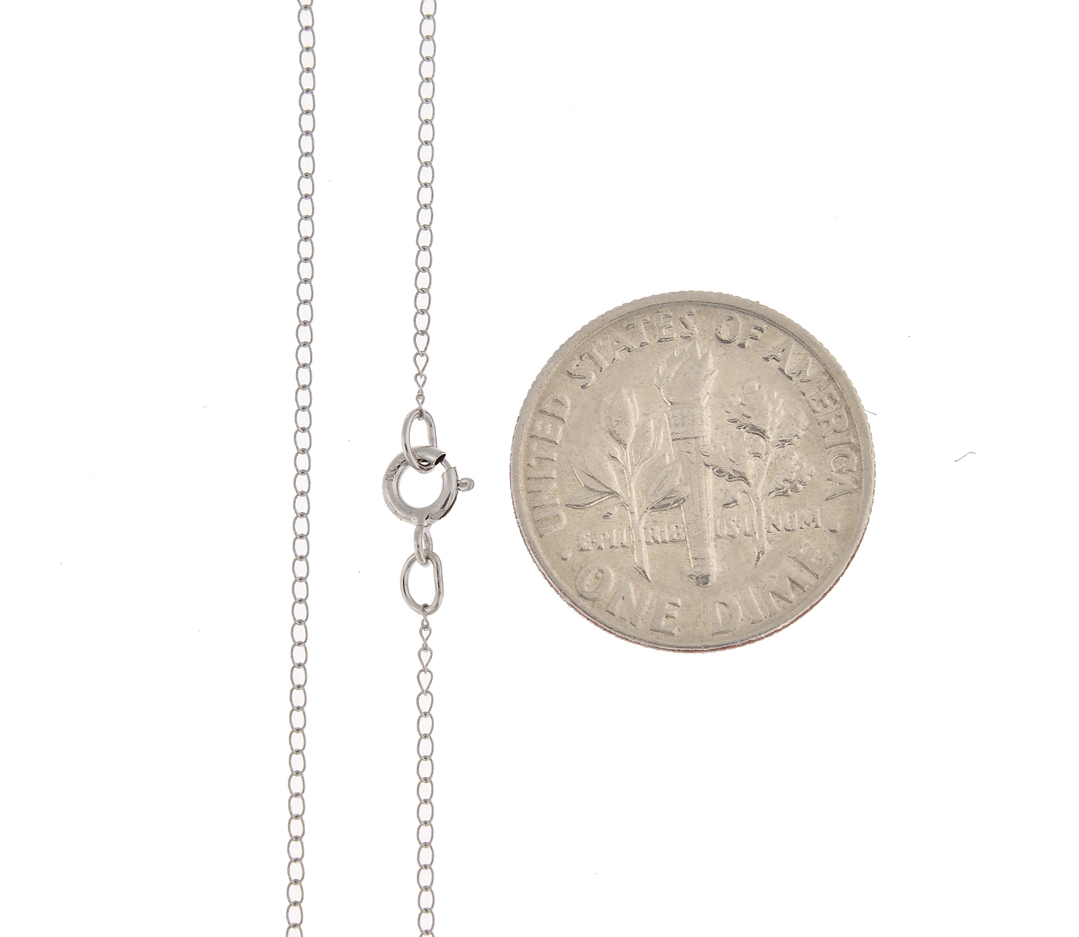 14K White Gold 0.5mm Thin Curb Bracelet Anklet Choker Necklace Pendant Chain